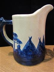 ANTIQUE PAIR OF OLD SLEEPY EYE POTTERNY STONEWARE PITCHERS 6-1/2